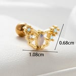 Gold color / 1 Piece Simple Series Classic Animal Titanium Steel   Gold Color Zircon Women's Stud Earrings Picture3